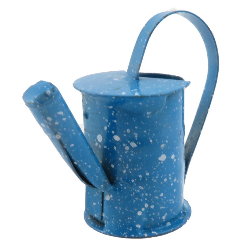 Dolls House Blue Speckled Watering Pot Sprinkling Can Garden Outdoor Accessory