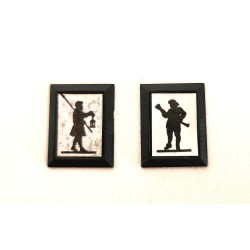 Dolls House Town Crier & Lamplighter Silhouette Pictures Old Fashioned Chrysnbon
