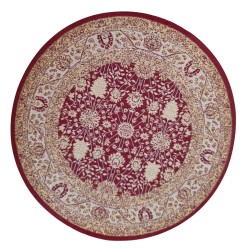 Dolls House Round Rug  Cream Red Victorian Design Floor Accessory Medium