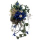 Dolls House Blue Trailing Flowers on High Black Wire Pedestal Garden Accessory