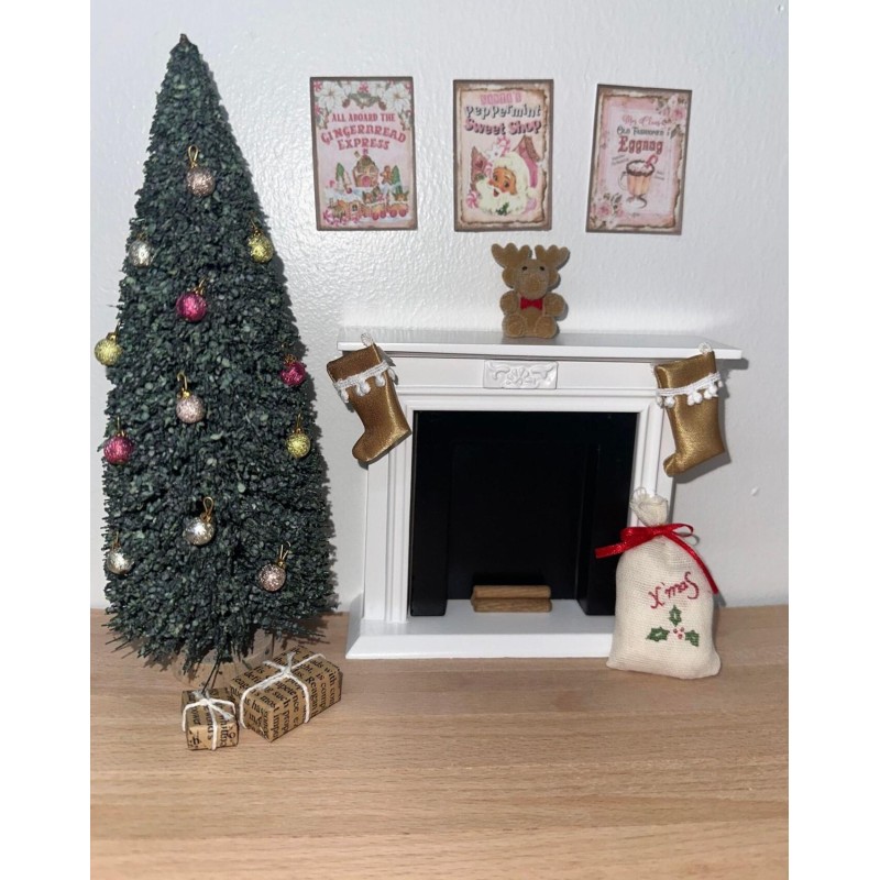 Dolls House Christmas Living Room Scene Set Miniature DIY Decor Accessory 1:12