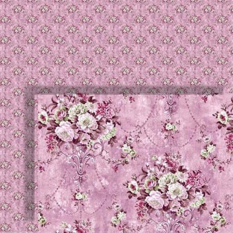Dolls House Wallpaper Victorian Pink 1/2 inch 1:24 Scale Miniature Print 597