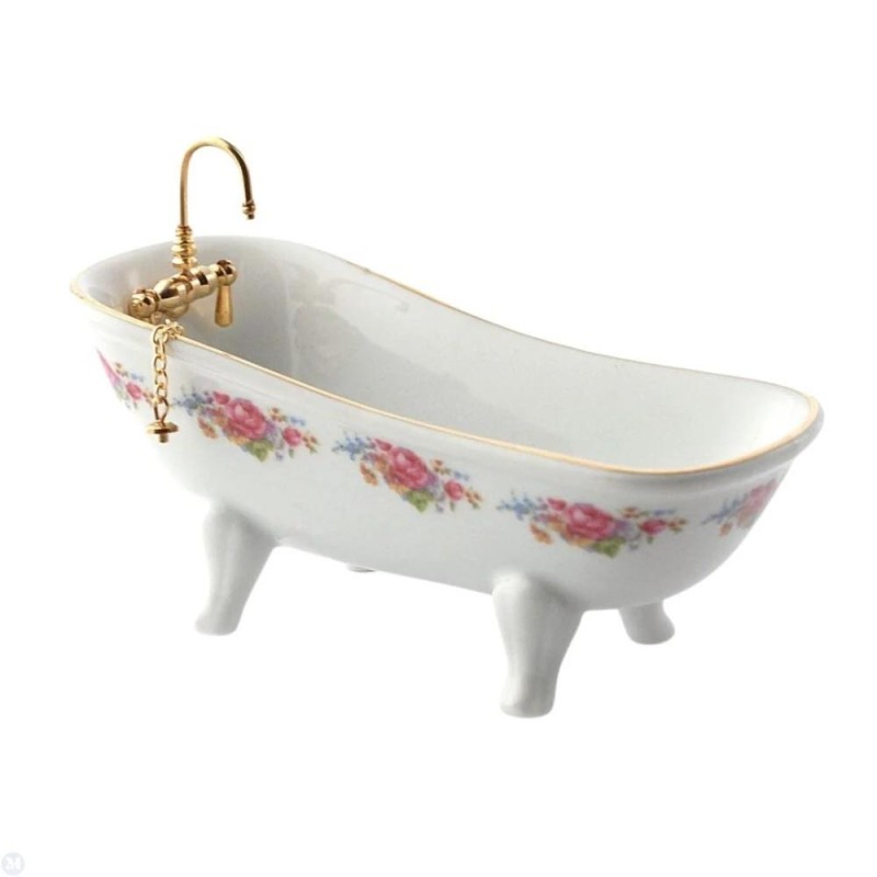 Dolls House Dresden Rose Bath Tub Porcelain 1:12 Scale Dolls House Dresden Rose Bath Tub Porcelain 1:12 Scale