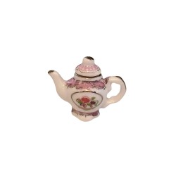 Dolls House Victorian Teapot Miniature Pink Floral Design Decorative Accessory