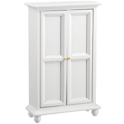 Dolls House Wardrobe White Paneled Door Wooden Miniature 1:12 Bedroom Furniture