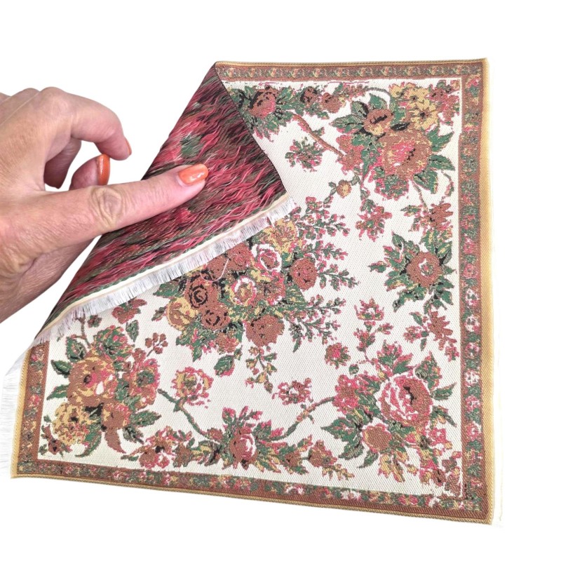 Dolls House Square Area Rug Red French Floral Jacquard Design Carpet Lge Dolls House Square Area Rug Red French Floral Jacquard Design Carpet Lge