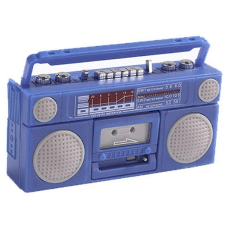 Dolls House Radio Cassette Player Blue 1980's Accessory 1:12 Scale Non-Working