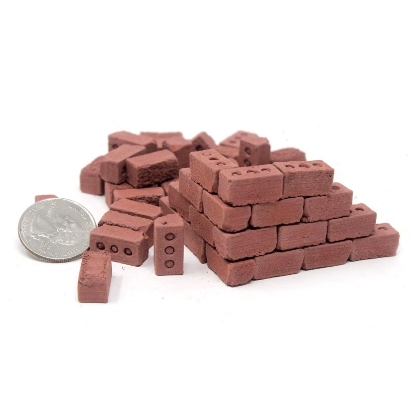 Dolls House Red Bricks Real Concrete 1:12 Scale Pack of 50 Building Component