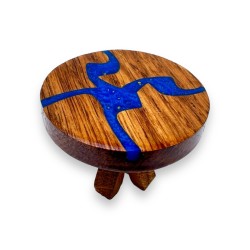 Dolls House Round River Table Solid Oak Blue Resin 1:24 Dining Room Furniture