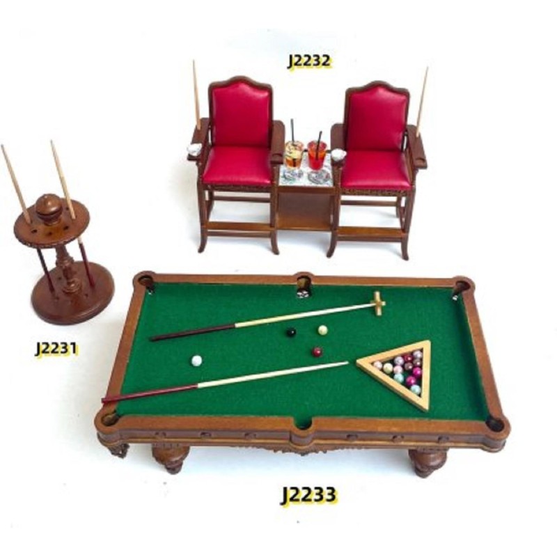 Dolls House Pool Snooker Billiard Table Walnut Wood JBM Bar Study Pub Furniture