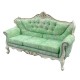 Dolls House Sofa White Green Settee Louis XV Rococo Baroque JBM Furniture 1:12