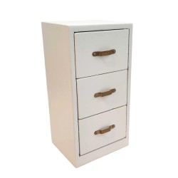 Dolls House Filing Cabinet White Wood 3 Drawer Modern Miniature Office Furniture