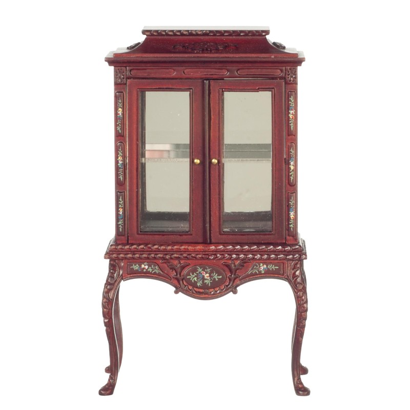 Dolls House China Cabinet on Legs Mahogany Hand Painted  JBM Miniature Furniture