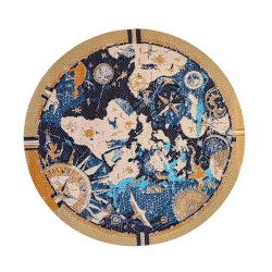 Dolls House Round Rug Mappa Mondo Celestial Design Miniature Accessory Small
