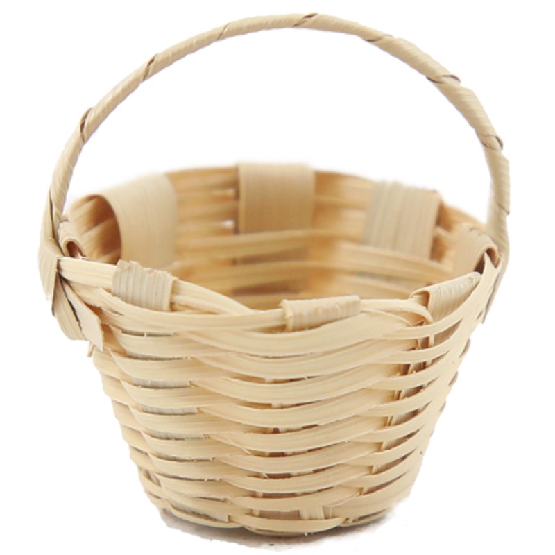 Dolls House Pioneer Round Palm Woven Basket Country Store Shop Garden Accessory
