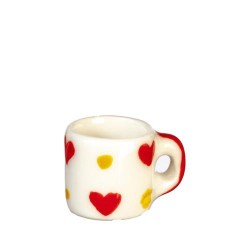 Dolls House Mug Heart Design Ceramic Tableware Kitchen Dining Room Accessory