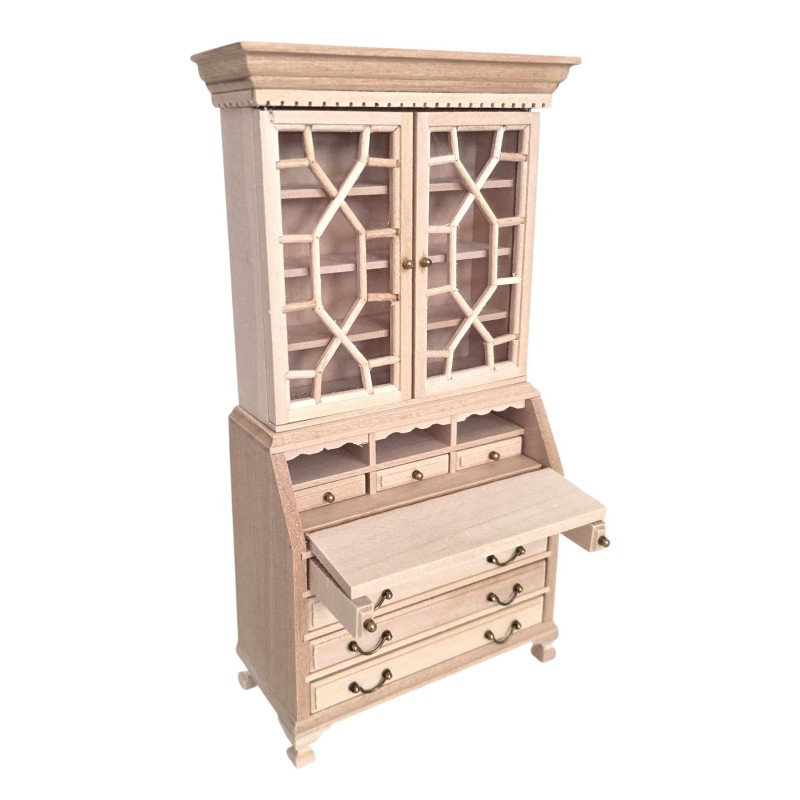Dolls House Secretaire Bookcase Bureau Writing Desk Unfinished Bare Wood Dolls House Secretaire Bookcase Bureau Writing Desk Unfinished Bare Wood