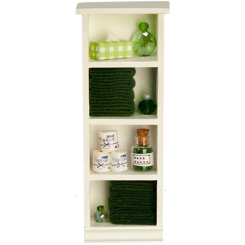 Dolls House Narrow Shelf Unit Dark Green Towels & Accessories Bathroom Furniture