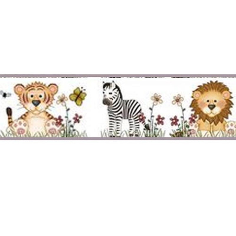 Dolls House Nursery Wallpaper Border Zoo Animals 1:24 1/2 inch Miniature Print