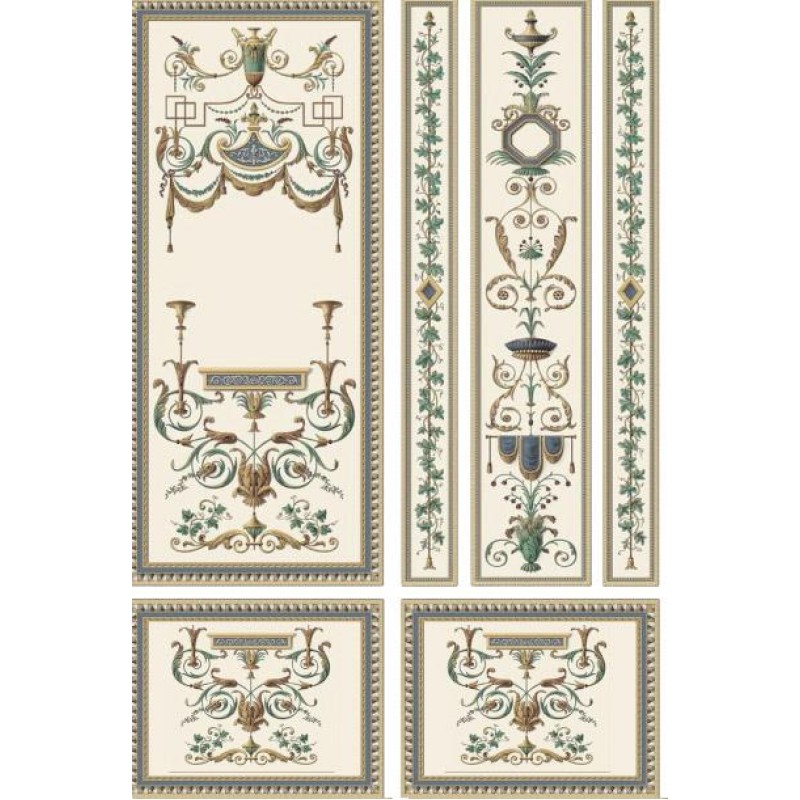 Dolls House Wallpaper Chinoiserie Panels Cream 1/2in 1:24 Scale Miniature Print