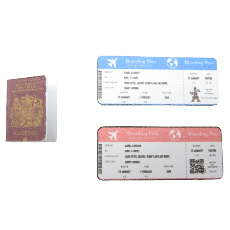 Dolls House British Passport with Boarding Passes Holiday Accessory 1:12 Scale