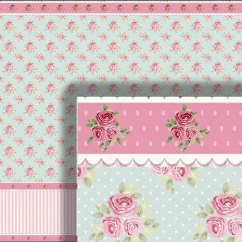 Dolls House Wallpaper Wainscot Pink Green 1:12 Scale Miniature Print Dolls House Wallpaper Wainscot Pink Green 1:12 Scale Miniature Print