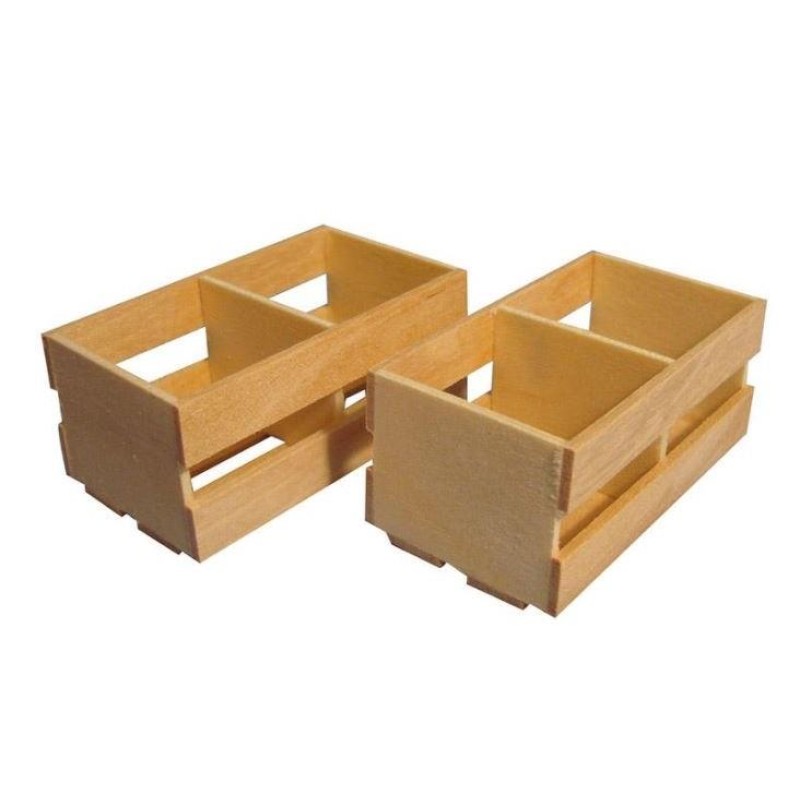 Dolls House Double Crates Wooden Storage Boxes Shop Store Market Accessory 1:12