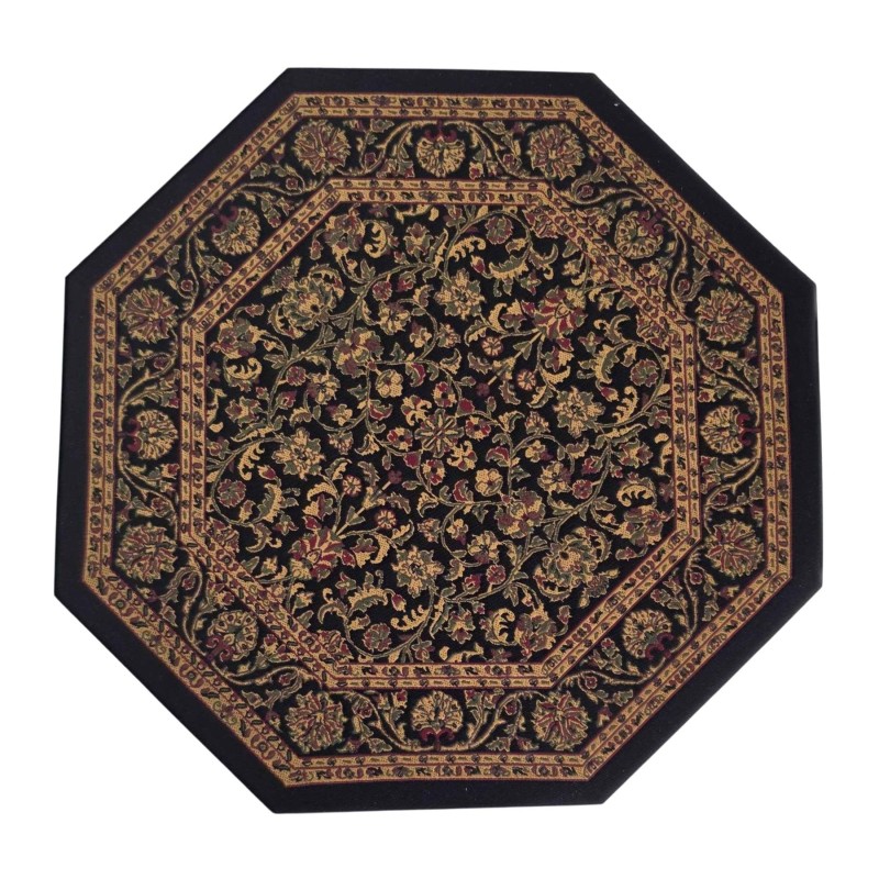 Dolls House Area Rug Traditional Octagonal Black Gold Floral Carpet Lge Dolls House Area Rug Traditional Octagonal Black Gold Floral Carpet Lge