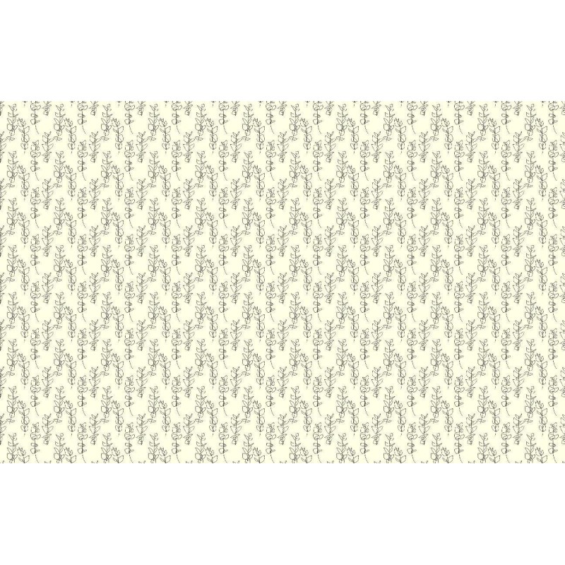 Dolls House Cream Line Flower Pattern Miniature Print Wallpaper 1:12 Scale
