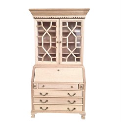 Dolls House Secretaire Bookcase Bureau Writing Desk Unfinished Bare Wood Dolls House Secretaire Bookcase Bureau Writing Desk Unfinished Bare Wood
