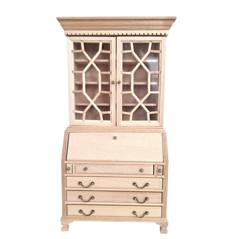 Dolls House Secretaire Bookcase Bureau Writing Desk Unfinished Bare Wood Dolls House Secretaire Bookcase Bureau Writing Desk Unfinished Bare Wood