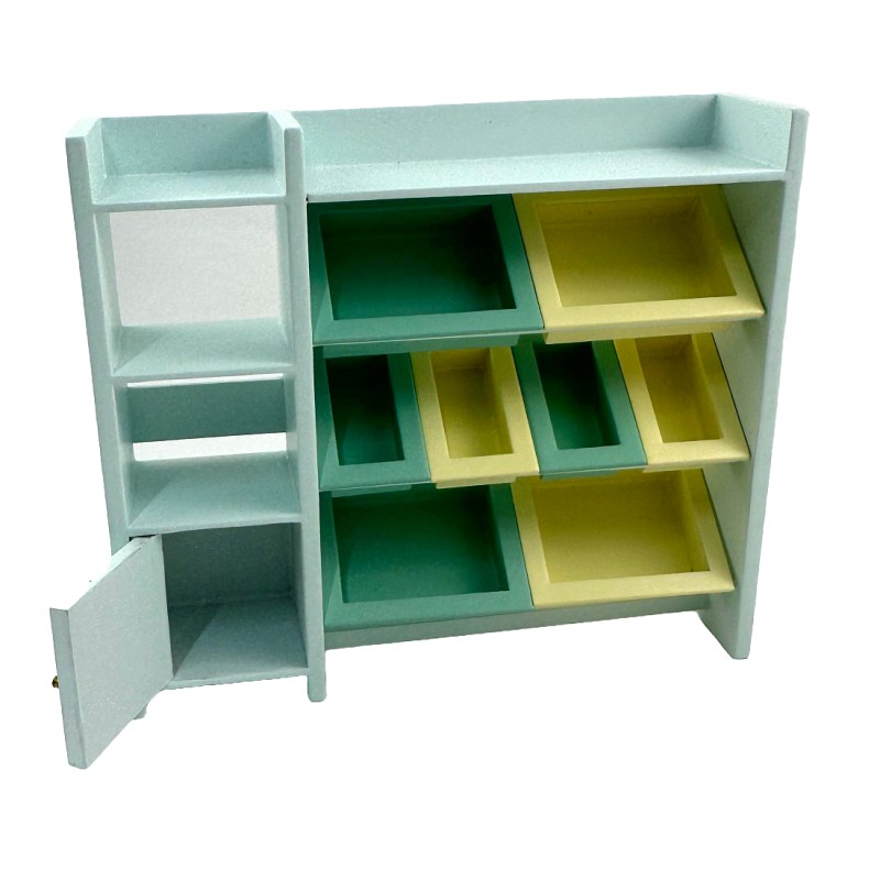 Dolls House Storage Cabinet Shelf Unit JBM Toy Room Nursery Furniture Blue 1:12