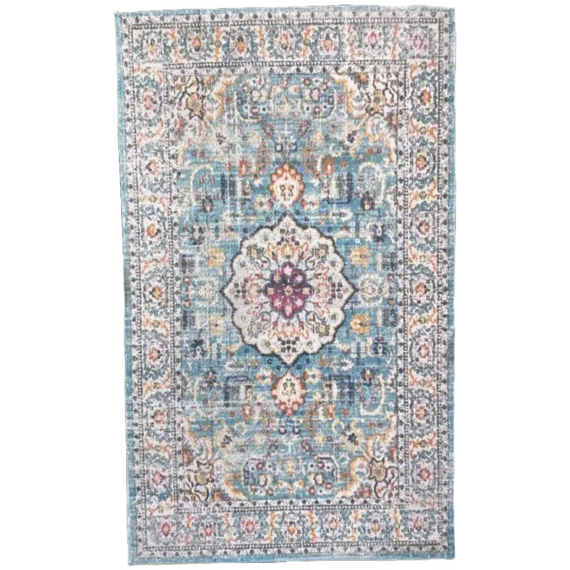 Dolls House Blue Vintage Kashan Area Rug Living Room Accessory Printed Card