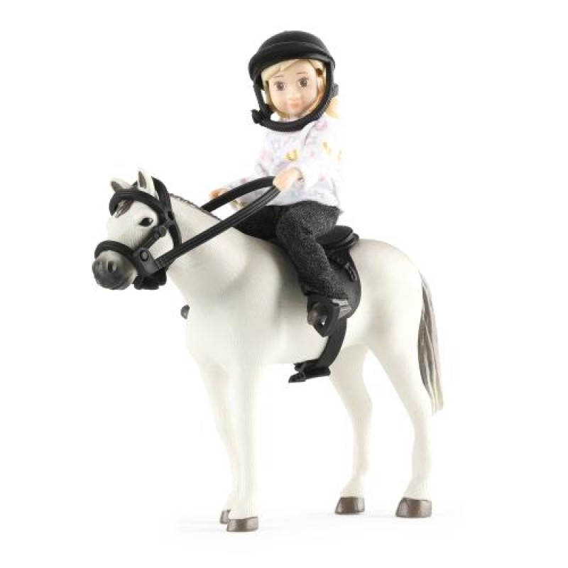 Lundby Dolls House Girl in Riding Helmet with Horse Saddle Briddle Modern People 1:18