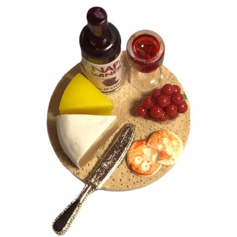 Dolls House Cheese & Wine Board Platter 1:12 Kitchen Dining Room Food Accessory