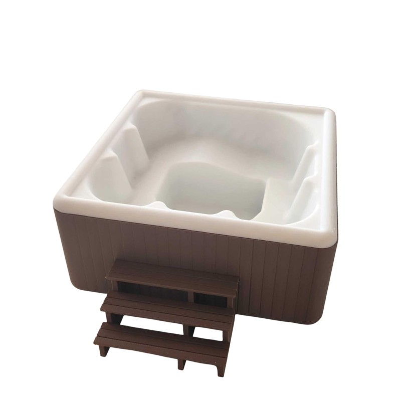 Dolls House Hot Tub Brown Square Miniature Garden Spa 1:12 Outdoor Furniture