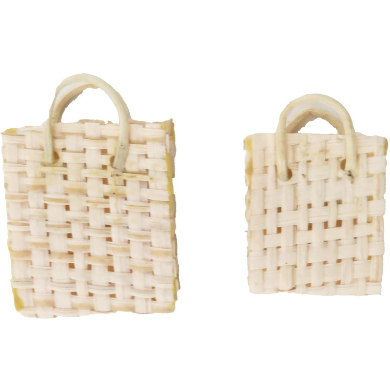 Dolls House Straw Woven Shopping Bag Purse Market Basket Shop Store Accessory