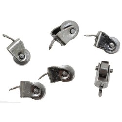 Dolls House Silver Swivel Ball Caster Wheels Trolley Cart Hardware Pack of 12