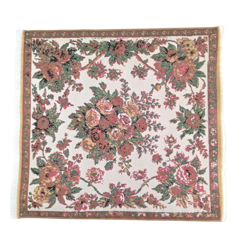 Dolls House Square Area Rug Red French Floral Jacquard Design Carpet Lge Dolls House Square Area Rug Red French Floral Jacquard Design Carpet Lge