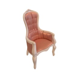 Dolls House Gents Chair Shell-Pink & White Wood Bedroom Living Room Furniture