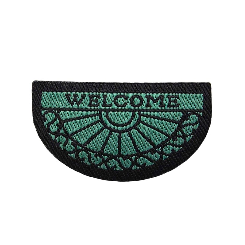 Dolls House Welcome Door Mat 1:24 Scale Half Moon Green & Black Design