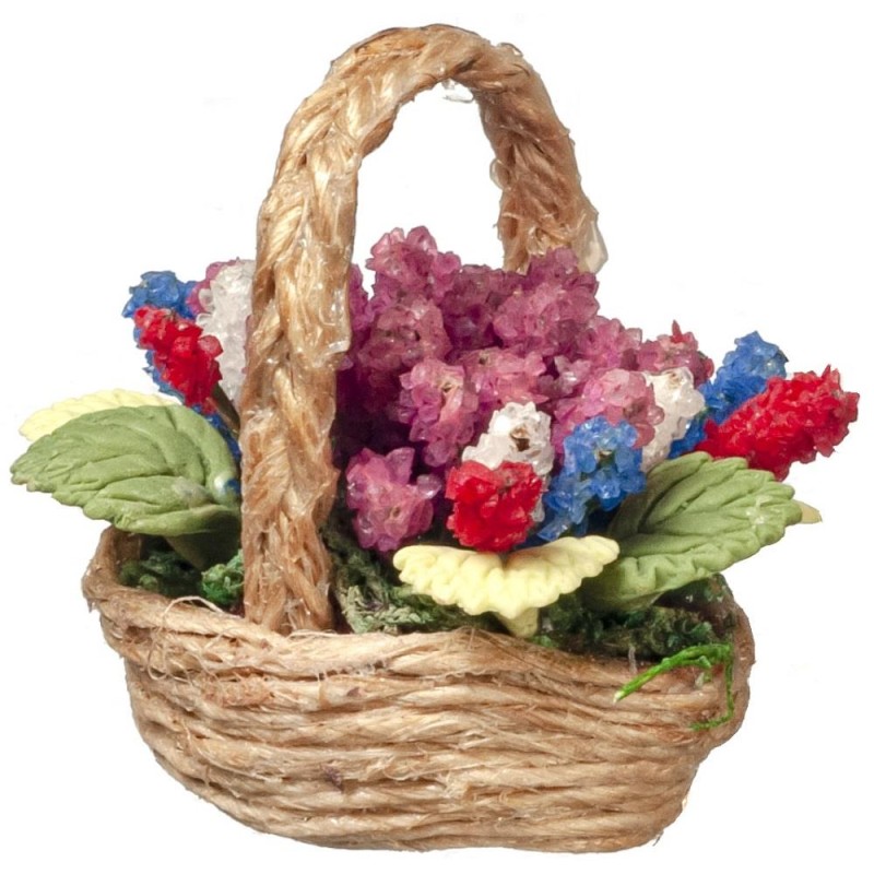 Dolls House Delphinium Flower Floral Display Basket 1:12 Home Garden Accessory