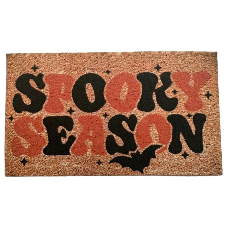 Dolls House Halloween Door Mat "Spooky Season" Bat Modern Rug 1:12 Printed Card