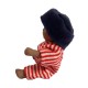 Dolls House Baby in Red Striped Romper & Denim Hat 1:12 Porcelain Doll People