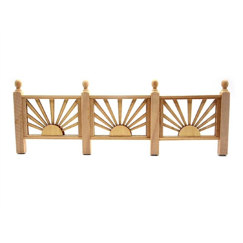 Dolls House Fence 3 Panel Rising Sun Miniature Wooden Garden Accessory 1:12