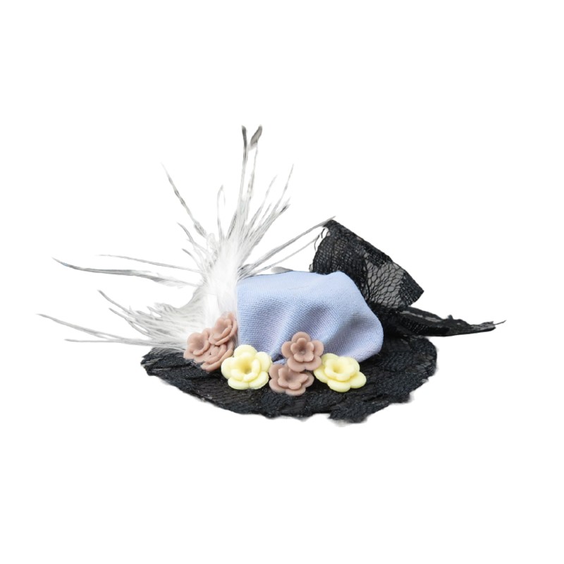 Dolls House Lady's Hat Black & Lavender with Feather Milliners Shop Accessory
