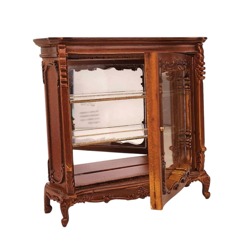 Dolls House China Cabinet Walnut Victorian Platinum Dining Room Furniture 1:12