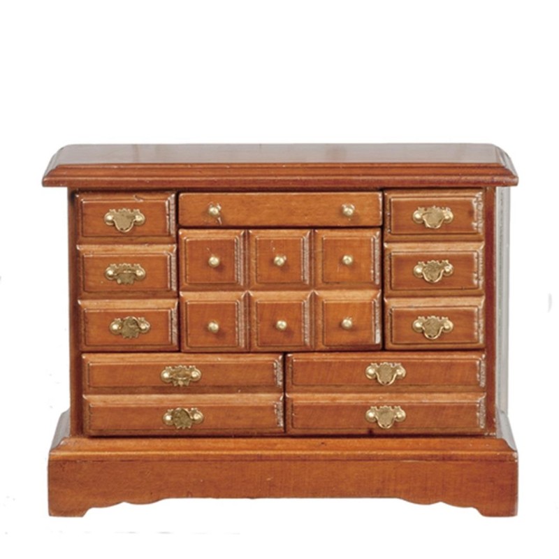 Dolls House Walnut Trinket Chest of Drawers Miniature Wooden Bedroom Furniture