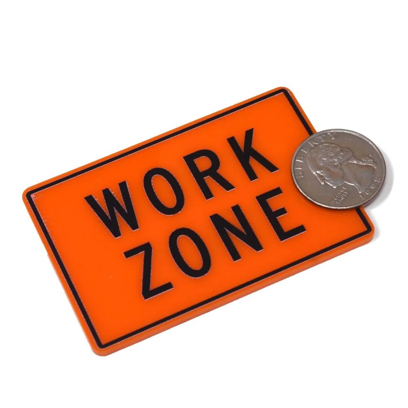 Dolls House Work Zone Roadworks Sign Orange Transport Accessory 1:12 Scale