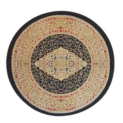 Dolls House Woven Rug Persian Style Black & Red Floor Accessory Small Round
